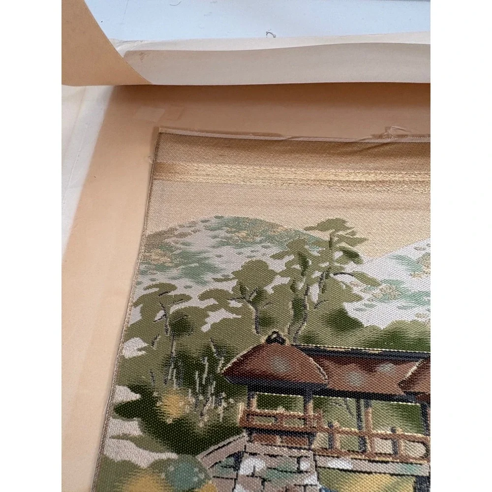 Vintage Japanese Silk Tapestry Shugakuin Imperial Villa Kyoto Gold Thread Art